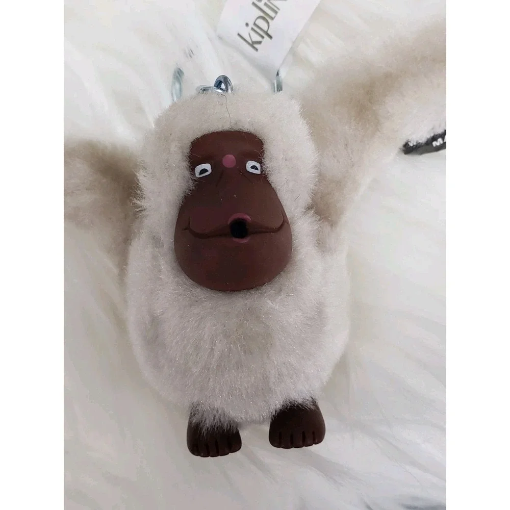 NEW Kipling‎ MADDIE GRAY Plush Monkey Handbag Key Chain Ring Bag Charm Ape